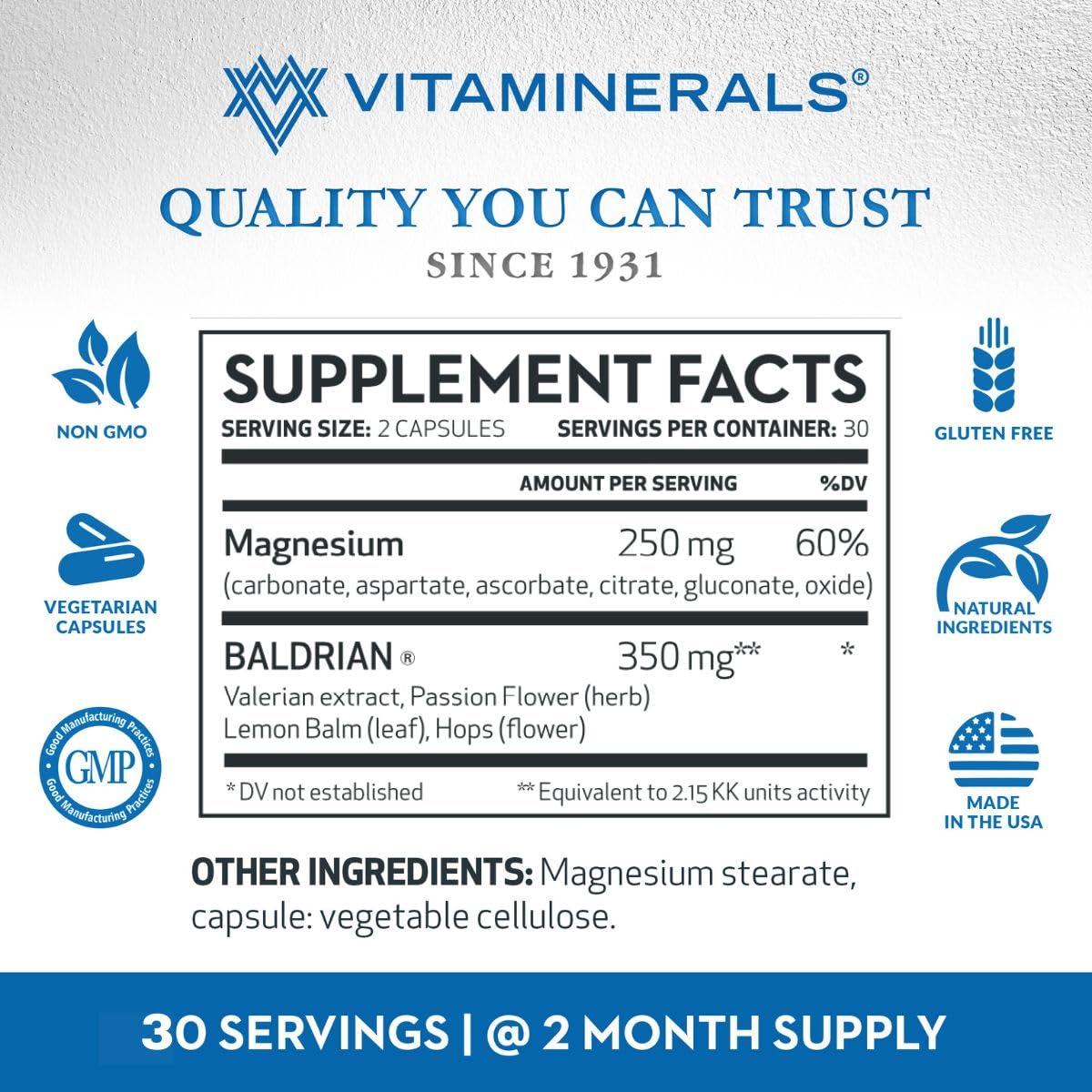 Vitaminerals 33+ Baldrian Plus, 60 Veggie Caps