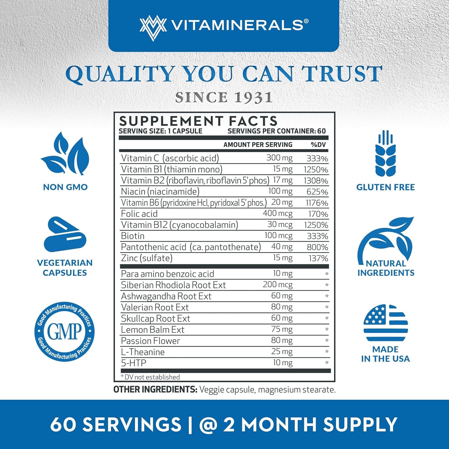 Vitaminerals 39 Stress Complex, 60 Veggie caps