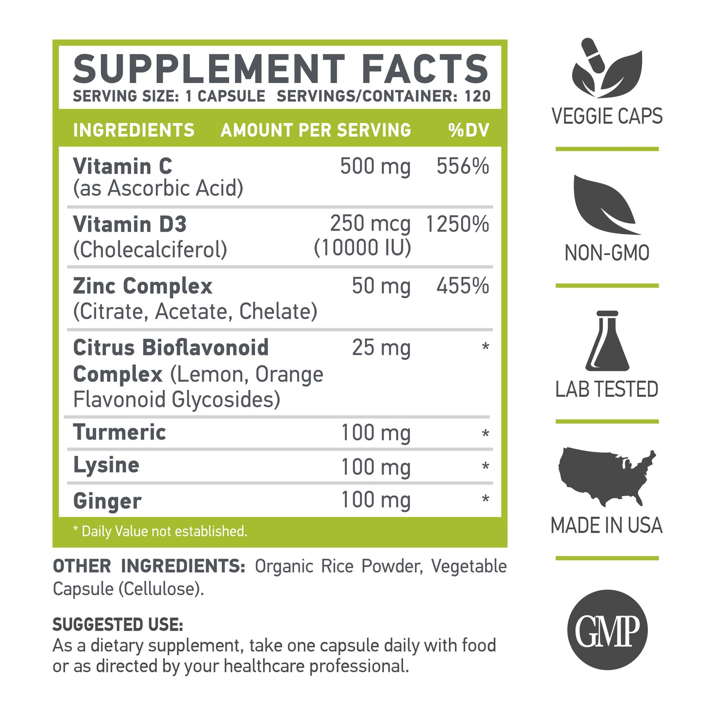 Muscle Food Labs Z D C PLUS, Zinc, 120 Veggie caps