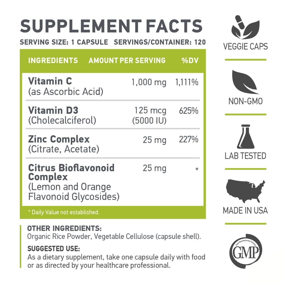Muscle Food Labs C D Z, Vitamin C, D3 & Zinc