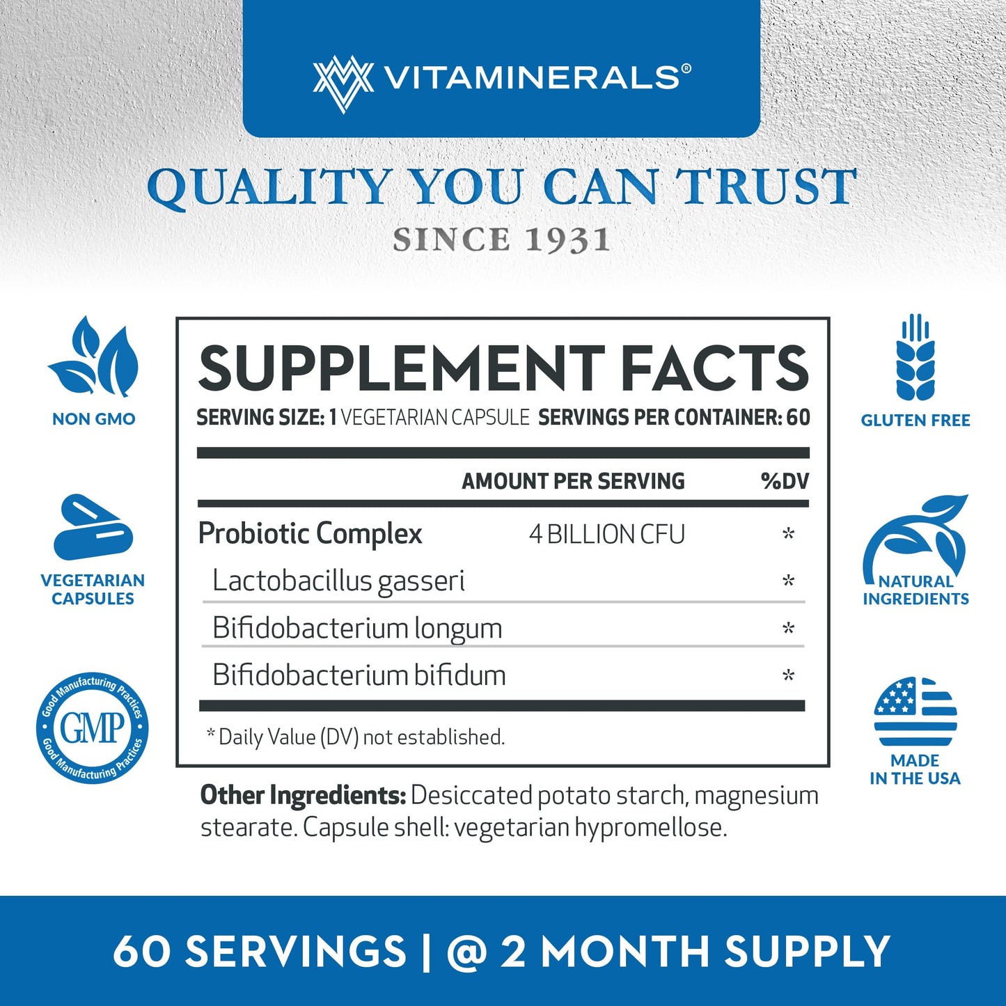 Vitaminerals Probiotic, 60 Veggie Caps