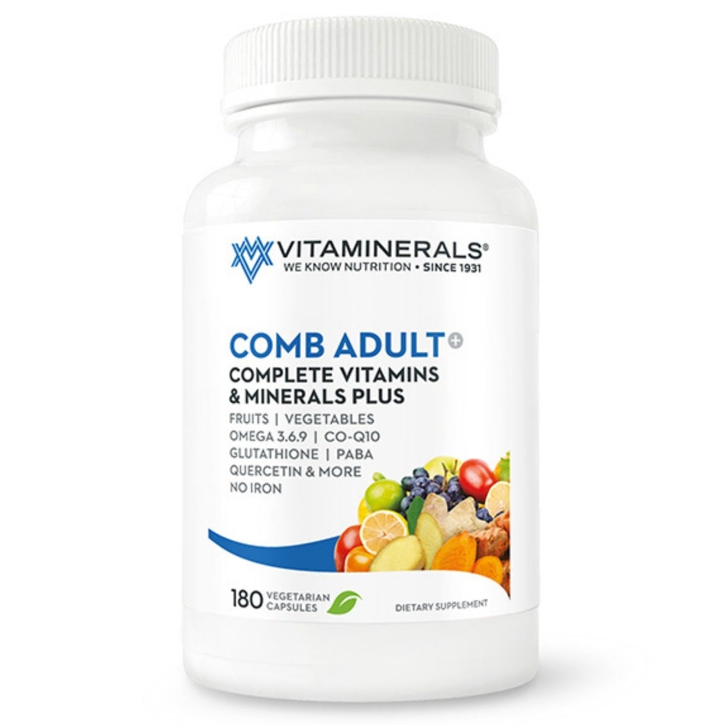 Vitaminerals Comb Adult MultiVitamin + Greens Blend, 180 Veggie caps