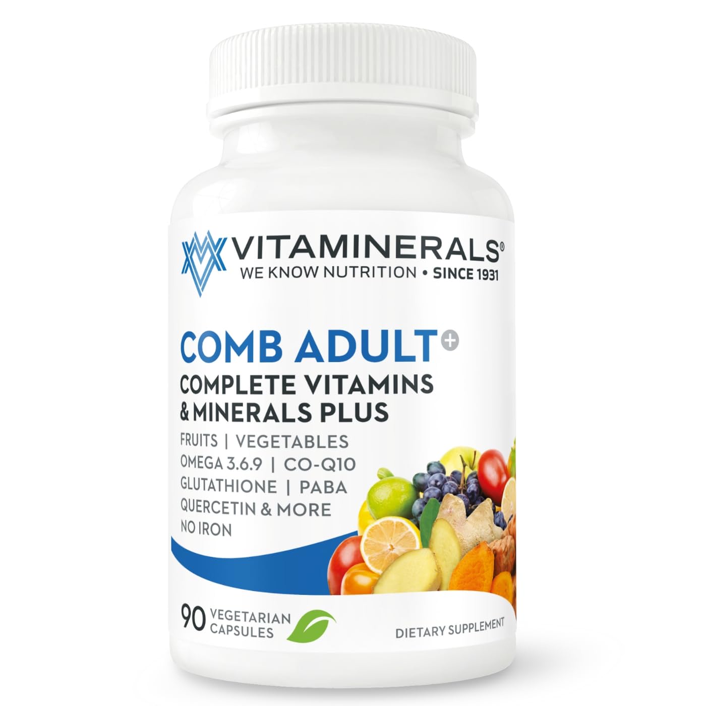 Vitaminerals Comb Adult MultiVitamin + Greens Blend, 90 Veggie caps
