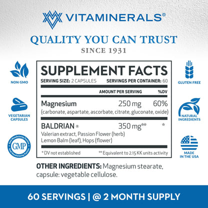 Vitaminerals 33+ Baldrian Plus, 120 Vegetarian Capsules