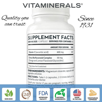 Vitaminerals 60 C-600, Vitamin C, 100 Vcaps