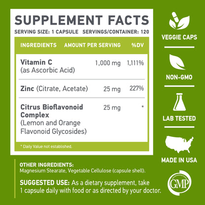 Muscle Food Labs C-1000, Vitamin C + Zinc