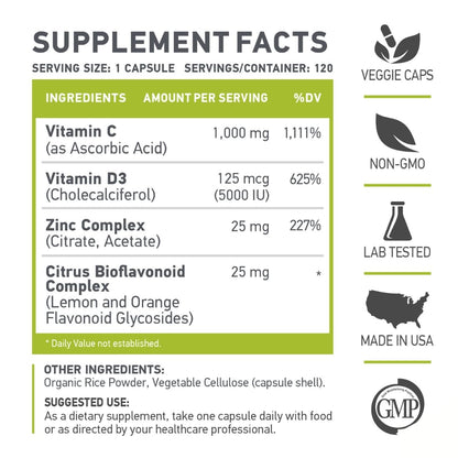 Muscle Food Labs C D Z, Vitamin C, D3 & Zinc