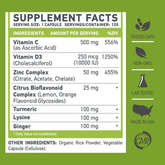 Muscle Food Labs Z D C PLUS, Zinc, Vit D3 Vit C